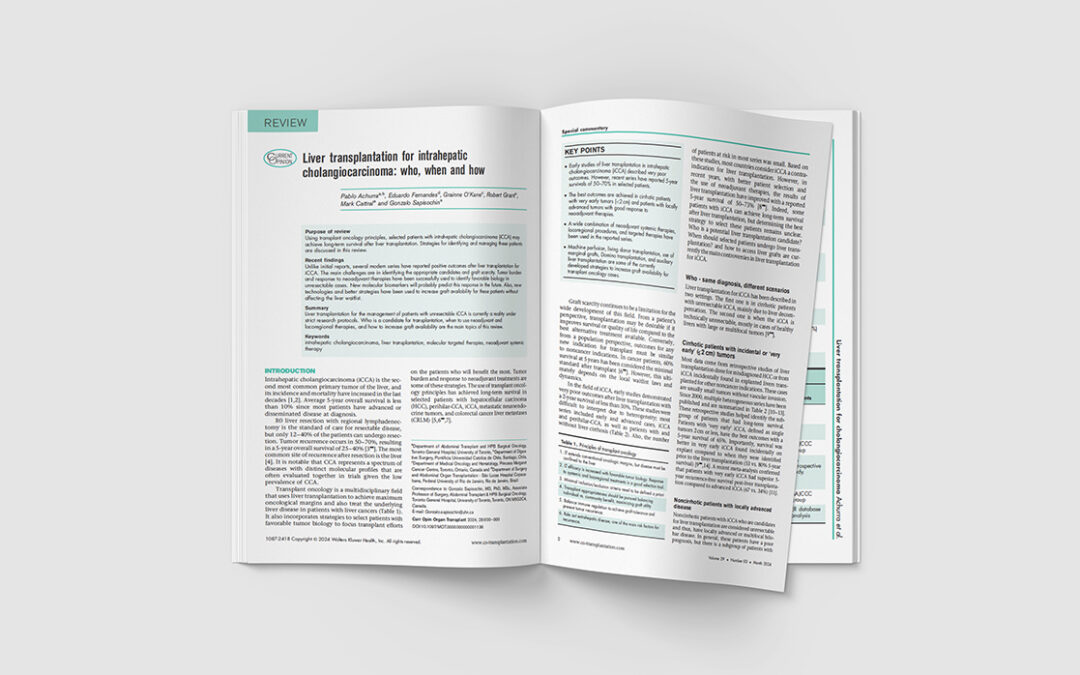 Article on Liver Transplantation for intrahepatic cholangiocarcinoma